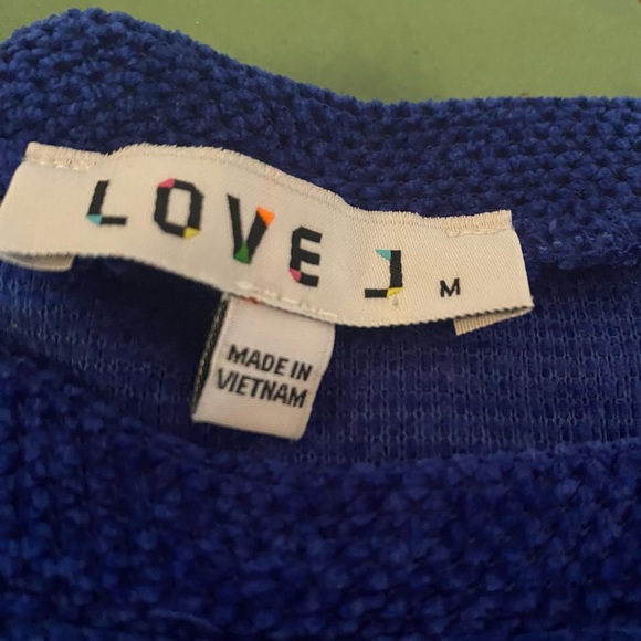 LOVE J Top Puffed Sleeve Gorgeous Royal Blue Slim Fit. 3/4 Sleeve Sweater Size M - Picture 7 of 8